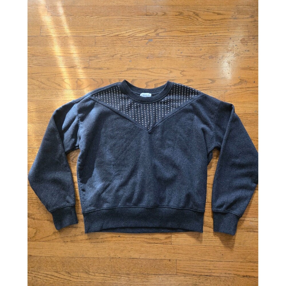 Evereve Womens Studded Embellished Gray Crewneck Sweatshirt Size Medium